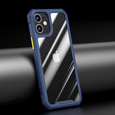 Custodia Silicone Trasparente Specchio Laterale Cover M04 per Apple iPhone 12 Blu