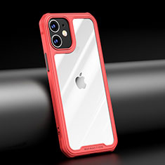 Custodia Silicone Trasparente Specchio Laterale Cover M04 per Apple iPhone 12 Mini Rosso