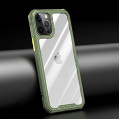 Custodia Silicone Trasparente Specchio Laterale Cover M04 per Apple iPhone 12 Pro Max Verde