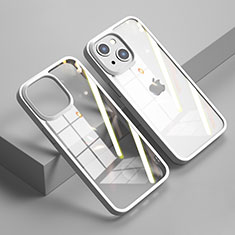 Custodia Silicone Trasparente Specchio Laterale Cover M04 per Apple iPhone 13 Bianco