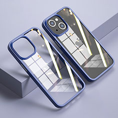 Custodia Silicone Trasparente Specchio Laterale Cover M04 per Apple iPhone 13 Mini Blu Notte