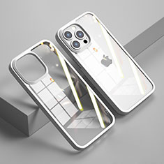 Custodia Silicone Trasparente Specchio Laterale Cover M04 per Apple iPhone 13 Pro Bianco