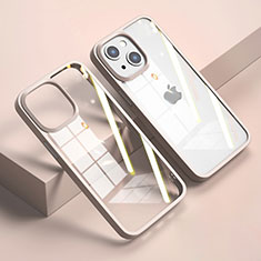 Custodia Silicone Trasparente Specchio Laterale Cover M04 per Apple iPhone 14 Oro Rosa