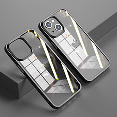 Custodia Silicone Trasparente Specchio Laterale Cover M04 per Apple iPhone 15 Plus Nero