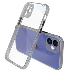 Custodia Silicone Trasparente Specchio Laterale Cover M05 per Apple iPhone 12 Mini Grigio