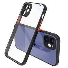 Custodia Silicone Trasparente Specchio Laterale Cover M05 per Apple iPhone 12 Mini Nero
