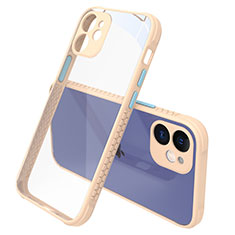 Custodia Silicone Trasparente Specchio Laterale Cover M05 per Apple iPhone 12 Mini Oro