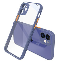 Custodia Silicone Trasparente Specchio Laterale Cover M05 per Apple iPhone 12 Mini Viola