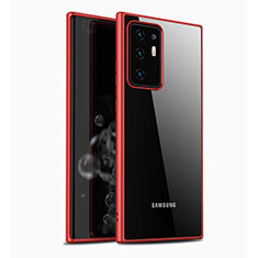 Custodia Silicone Trasparente Specchio Laterale Cover M05 per Samsung Galaxy Note 20 Ultra 5G Rosso
