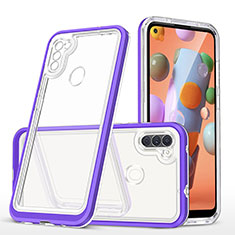 Custodia Silicone Trasparente Specchio Laterale Cover MQ1 per Samsung Galaxy A11 Viola