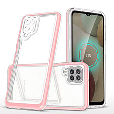 Custodia Silicone Trasparente Specchio Laterale Cover MQ1 per Samsung Galaxy A12 Nacho Oro Rosa