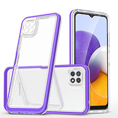 Custodia Silicone Trasparente Specchio Laterale Cover MQ1 per Samsung Galaxy A22 5G Viola