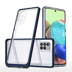 Custodia Silicone Trasparente Specchio Laterale Cover MQ1 per Samsung Galaxy A71 5G Blu