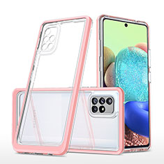 Custodia Silicone Trasparente Specchio Laterale Cover MQ1 per Samsung Galaxy A71 5G Oro Rosa