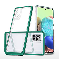 Custodia Silicone Trasparente Specchio Laterale Cover MQ1 per Samsung Galaxy A71 5G Verde
