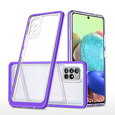 Custodia Silicone Trasparente Specchio Laterale Cover MQ1 per Samsung Galaxy A71 5G Viola