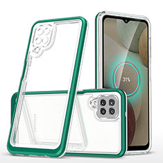 Custodia Silicone Trasparente Specchio Laterale Cover MQ1 per Samsung Galaxy F12 Verde