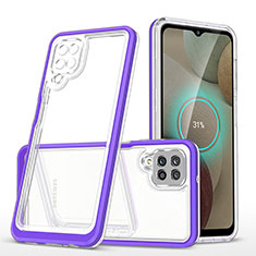 Custodia Silicone Trasparente Specchio Laterale Cover MQ1 per Samsung Galaxy F12 Viola