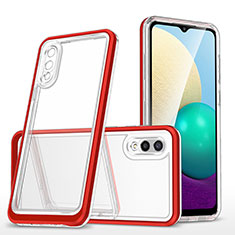 Custodia Silicone Trasparente Specchio Laterale Cover MQ1 per Samsung Galaxy M02 Rosso