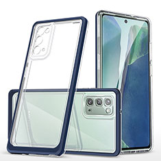 Custodia Silicone Trasparente Specchio Laterale Cover MQ1 per Samsung Galaxy Note 20 5G Blu