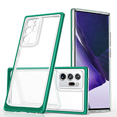 Custodia Silicone Trasparente Specchio Laterale Cover MQ1 per Samsung Galaxy Note 20 Ultra 5G Verde
