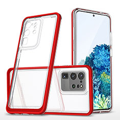 Custodia Silicone Trasparente Specchio Laterale Cover MQ1 per Samsung Galaxy S20 Ultra 5G Rosso