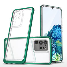 Custodia Silicone Trasparente Specchio Laterale Cover MQ1 per Samsung Galaxy S20 Ultra 5G Verde