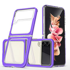 Custodia Silicone Trasparente Specchio Laterale Cover MQ1 per Samsung Galaxy Z Flip3 5G Viola