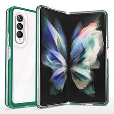 Custodia Silicone Trasparente Specchio Laterale Cover MQ1 per Samsung Galaxy Z Fold4 5G Verde