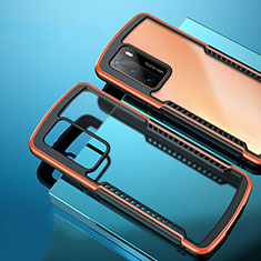 Custodia Silicone Trasparente Specchio Laterale Cover N01 per Huawei P40 Arancione