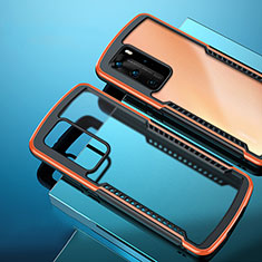 Custodia Silicone Trasparente Specchio Laterale Cover N01 per Huawei P40 Pro Arancione
