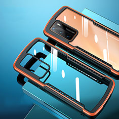 Custodia Silicone Trasparente Specchio Laterale Cover N02 per Huawei P40 Arancione