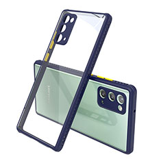 Custodia Silicone Trasparente Specchio Laterale Cover N02 per Samsung Galaxy Note 20 5G Blu Notte