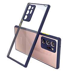 Custodia Silicone Trasparente Specchio Laterale Cover N02 per Samsung Galaxy Note 20 Ultra 5G Blu Notte