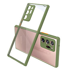 Custodia Silicone Trasparente Specchio Laterale Cover N02 per Samsung Galaxy Note 20 Ultra 5G Verde Militare