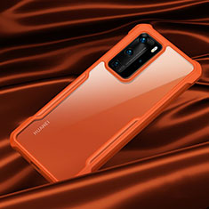 Custodia Silicone Trasparente Specchio Laterale Cover N07 per Huawei P40 Pro Arancione