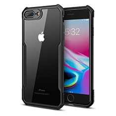 Custodia Silicone Trasparente Specchio Laterale Cover P01 per Apple iPhone 7 Plus Nero