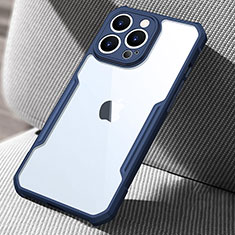 Custodia Silicone Trasparente Specchio Laterale Cover per Apple iPhone 14 Pro Blu