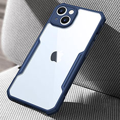 Custodia Silicone Trasparente Specchio Laterale Cover per Apple iPhone 15 Blu