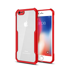 Custodia Silicone Trasparente Specchio Laterale Cover per Apple iPhone 6 Plus Rosso