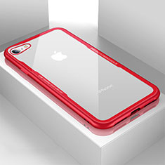 Custodia Silicone Trasparente Specchio Laterale Cover per Apple iPhone 8 Rosso