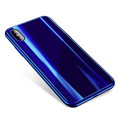 Custodia Silicone Trasparente Specchio Laterale Cover per Apple iPhone Xs Max Blu