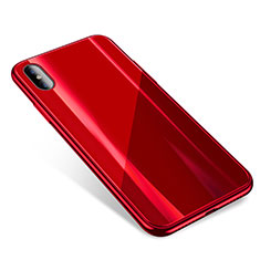 Custodia Silicone Trasparente Specchio Laterale Cover per Apple iPhone Xs Rosso