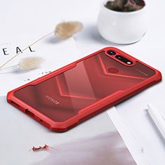 Custodia Silicone Trasparente Specchio Laterale Cover per Huawei Honor View 20 Rosso