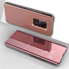 Custodia Silicone Trasparente Specchio Laterale Cover per Huawei Mate 20 Oro Rosa