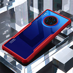 Custodia Silicone Trasparente Specchio Laterale Cover per Huawei Mate 30 5G Rosso