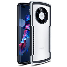 Bianco Custodia Silicone Trasparente Specchio Laterale Cover per Huawei Mate 40 Pro+ Plus Bianco