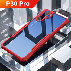 Custodia Silicone Trasparente Specchio Laterale Cover per Huawei P30 Pro Rosso