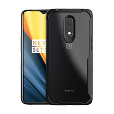 Custodia Silicone Trasparente Specchio Laterale Cover per OnePlus 7 Nero