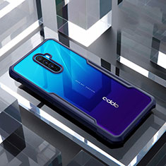 Custodia Silicone Trasparente Specchio Laterale Cover per Oppo Reno Ace Blu